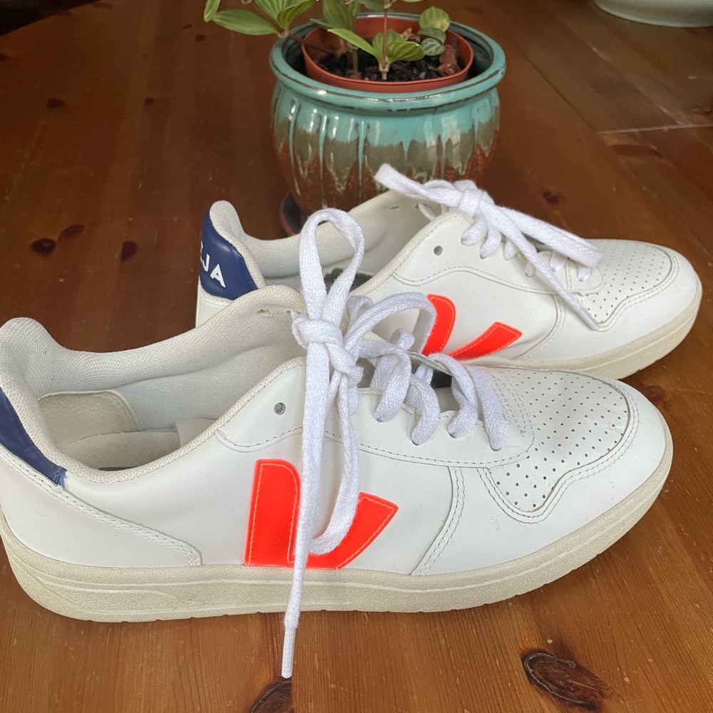 Veja White and Orange Sneakers